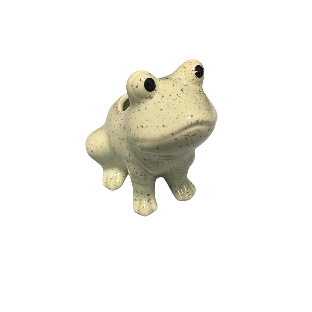 Typo Ceramic Speckled Light Green Frog Pen Holder Or Small Planter - Picture 2 of 5